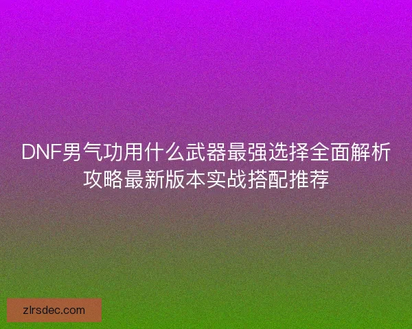DNF男气功用什么武器最强选择全面解析攻略最新版本实战搭配推荐
