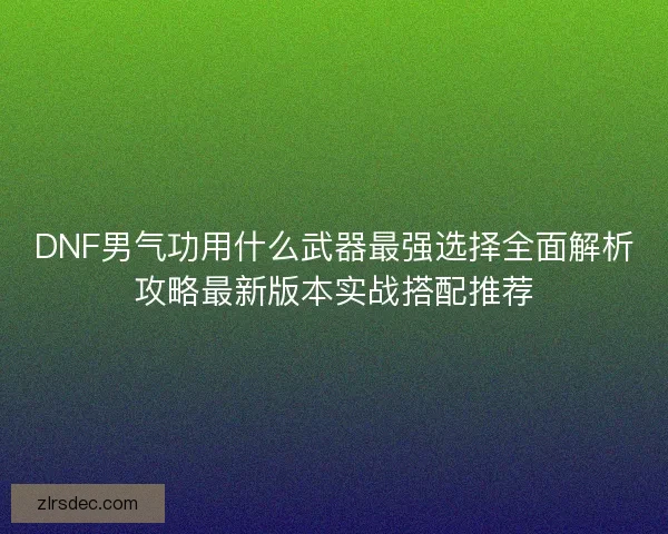 DNF男气功用什么武器最强选择全面解析攻略最新版本实战搭配推荐