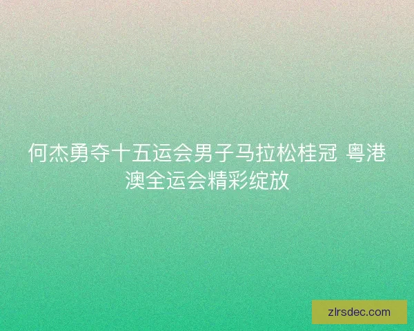 何杰勇夺十五运会男子马拉松桂冠 粤港澳全运会精彩绽放